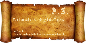 Maloschik Boglárka névjegykártya